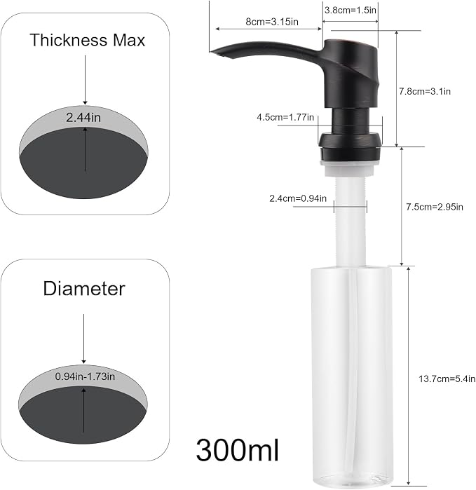 SAMODRA Kitchen Sink Soap Dispenser Oil Rubbed Bronze Built-in Soap Dispenser - Image 3
