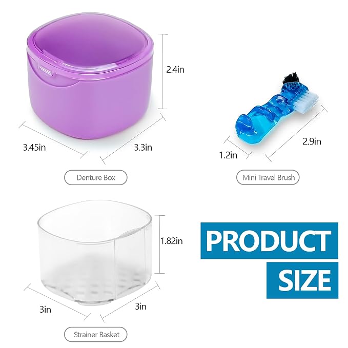 Purple Denture Cup Denture Bath Box Case - Image 2