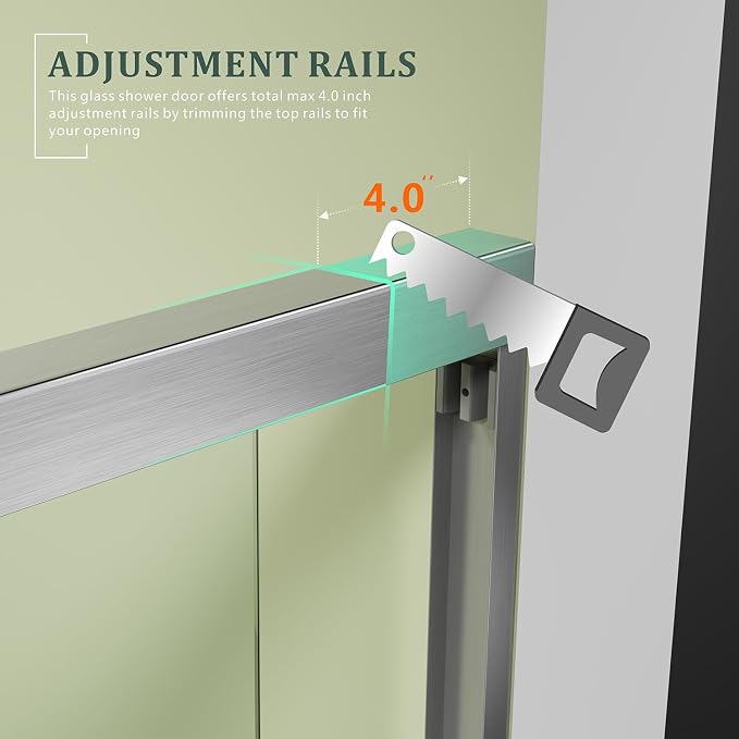 Brushed Nickel Glass Shower Door, Waterproof Design Double Sliding Stainless - Image 2