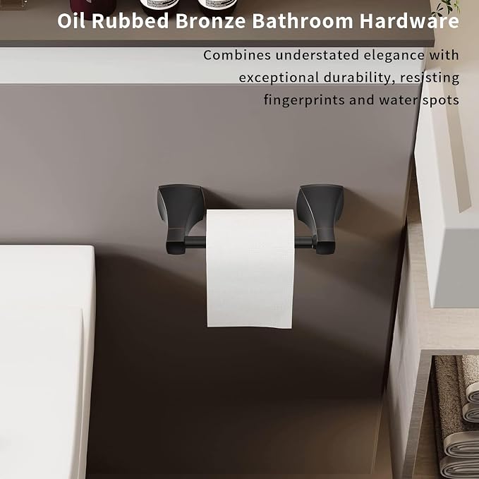Toilet Paper Holder Wall Mount Oil Rubbed Bronze Double Post Pivoting Tissue - Image 5