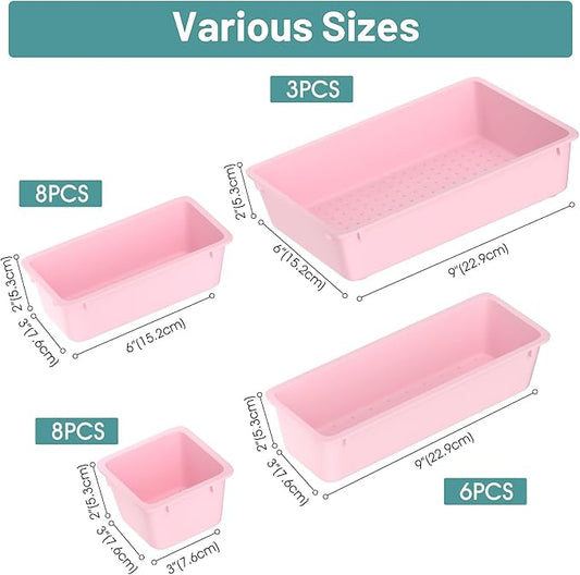 WOWBOX 25 PCS Plastic Drawer Organizer Set, 4 Sizes Desk Drawer Divider - Image 2
