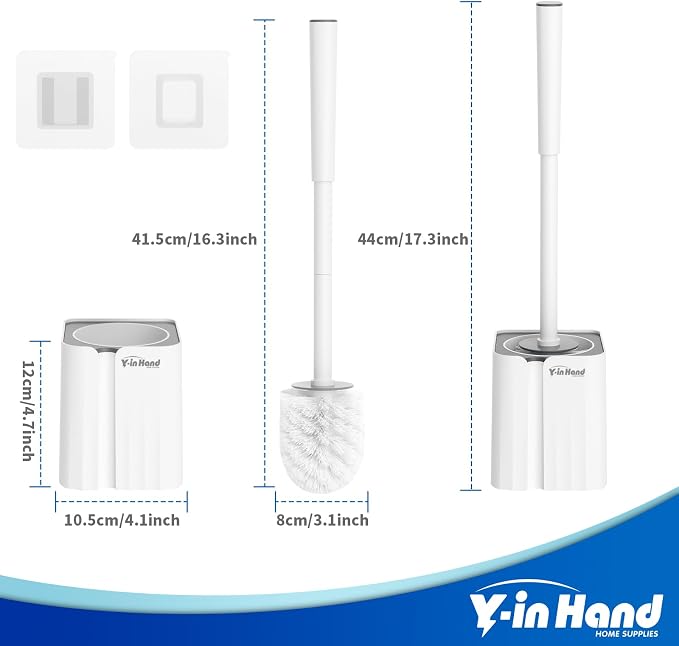Toilet Brush and Holder Set, 2 Pack Toilet Scrubber, Compact Size - Image 7