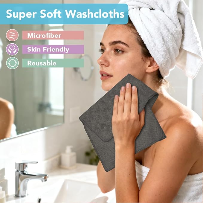 Orighty Washcloths Towels Set 10 Pack, Highly Absorbent and Soft Feel - Image 2