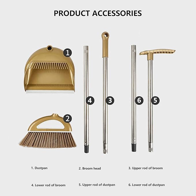 Upgrade Long Handle Broom with Stand Up Dustpan Combo Set - Image 5
