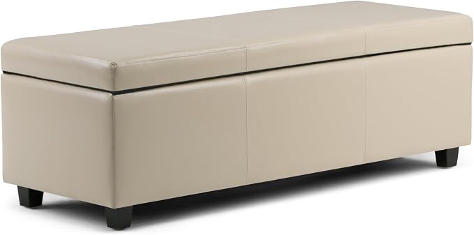 SIMPLIHOME Avalon 48 inch Wide Contemporary Rectangle Storage Ottoman Bench in by SimpliHome