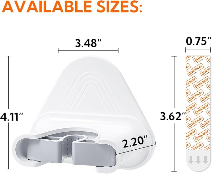 hookay 10lbs Broom and Mop Grippers Wall Hooks, 4 Hangers and 12 Adhesive Strips - Image 3