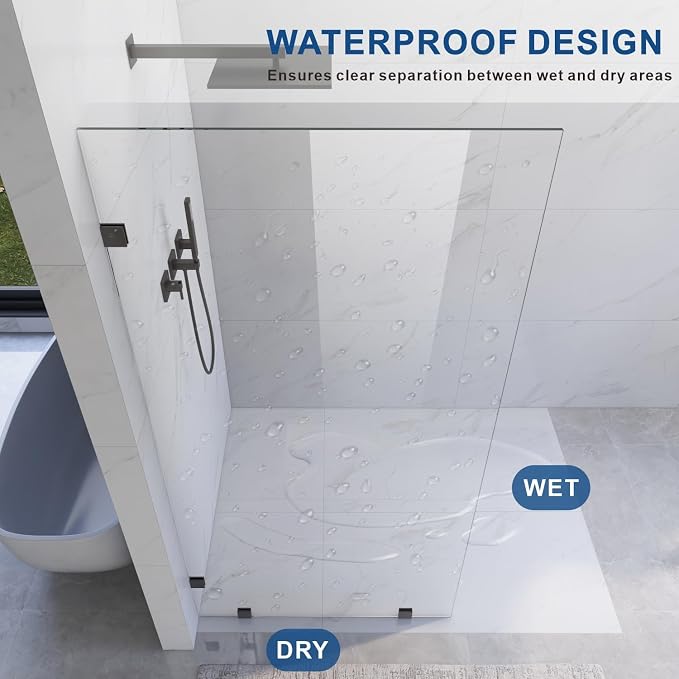 31" W ×80" H Shower Glass Panel, Frameless Fixed Glass Shower Panel - Image 6