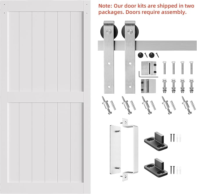 SmartStandard 42 x 96 inch White Sliding MDF Barn Door - Image 5