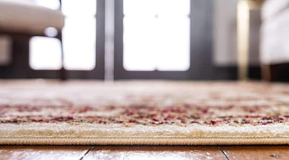 Unique Loom Voyage Collection Traditional Oriental Classic Intricate Design Area Rug (6' 0 x 6' 0 Round, Ivory/Gold)