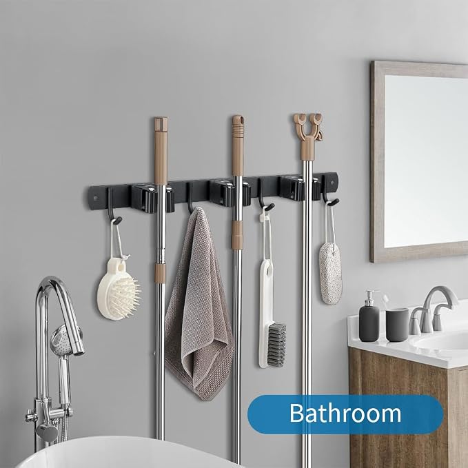 2 Pack Broom Hanger and Mop Holder, Heavy Duty Garden Tool Organizer Rack Rake - Image 8
