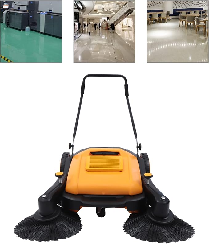 Walk-Behind Hand Push Floor Sweeper, 41” Commercial 55L Large Capacity Manual - Image 3