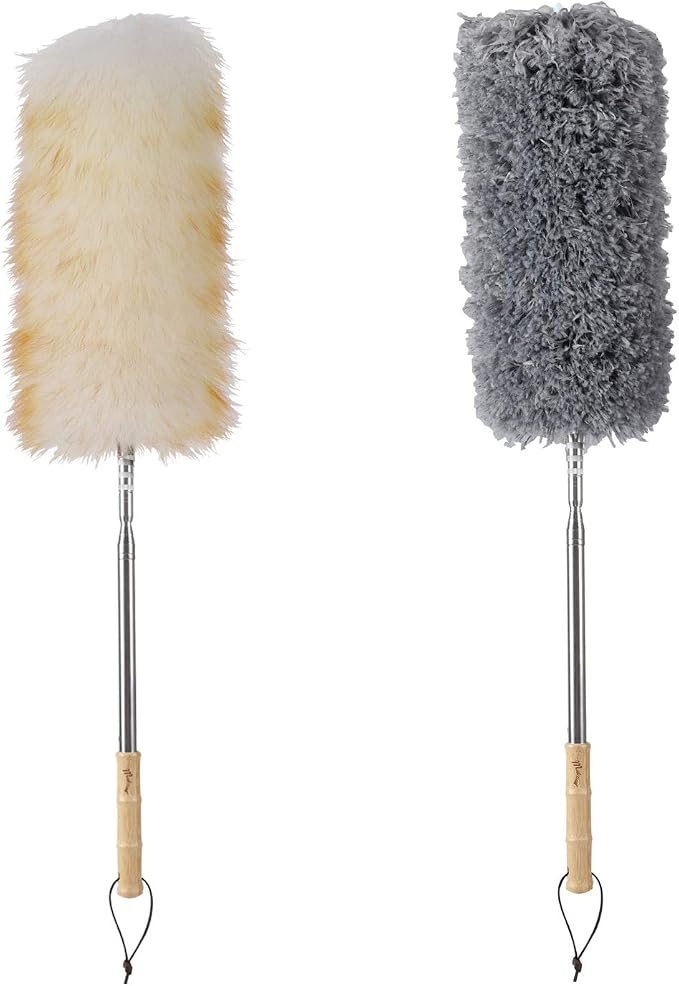 Lambswool and Microfiber Duster, Long Reach/Extendable Duster Up to 86" by Midoneat