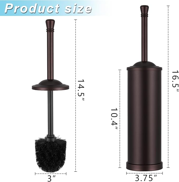 Bronze Toilet Brush and Holder Set, 304 Stainless Steel Toilet Bowl Brush and - Image 3