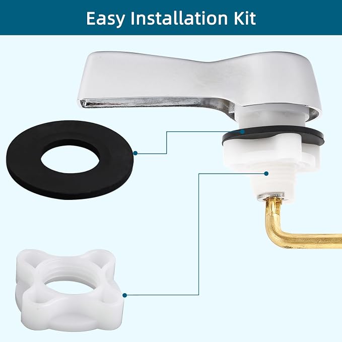 Hygie Rinse Metal Toilet Handle Lever Flush Replacement, Universal Front Mount - Image 7