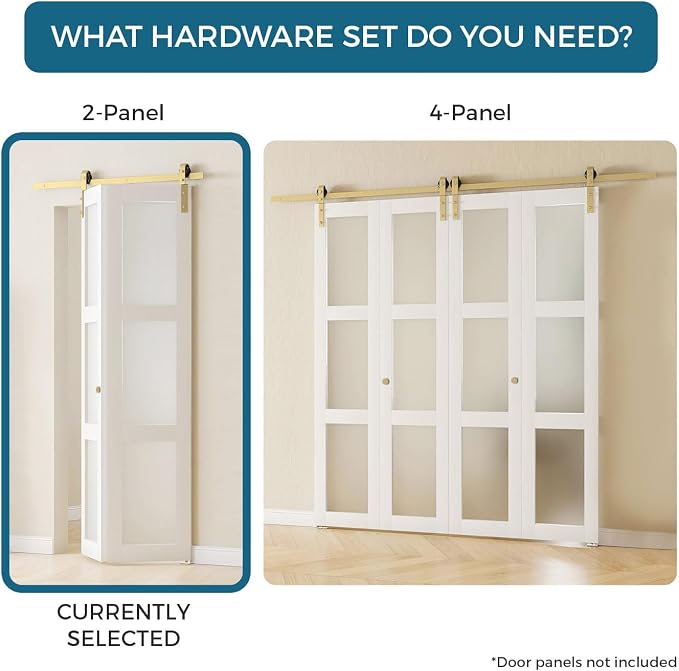 Rio Salto Gold Bifold Sliding Barn Door Hardware Kit Heavy Duty Metal Track - Image 5