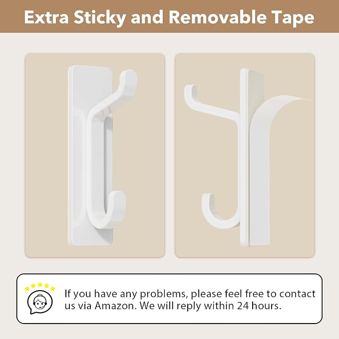 Wall Hooks for Coat and Towel: 13LB Adhesive Door Hanger Stick on - Image 3