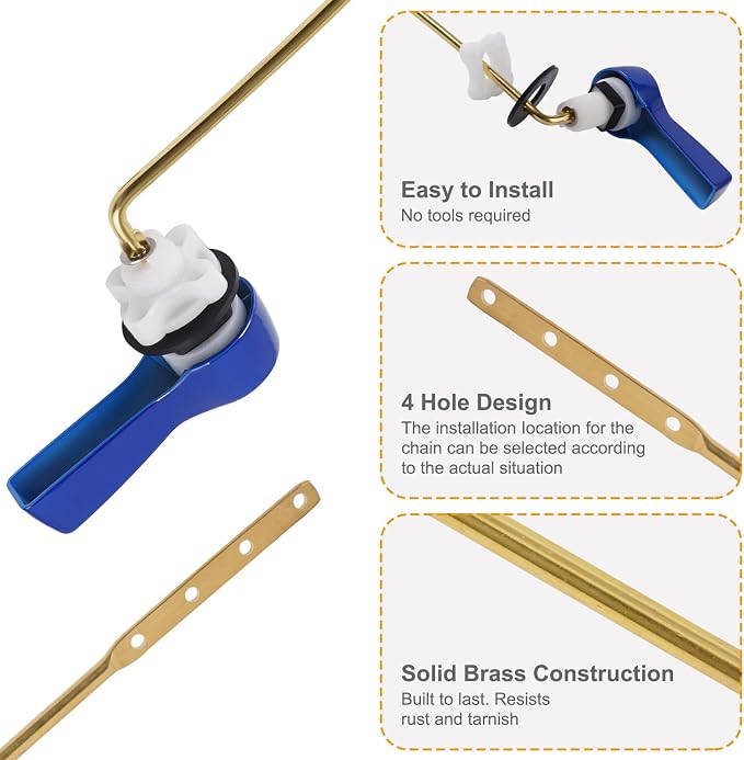 Hibbent Universal Metal Front Mount Toilet Handle Replacement Kit, Brass Toilet - Image 2