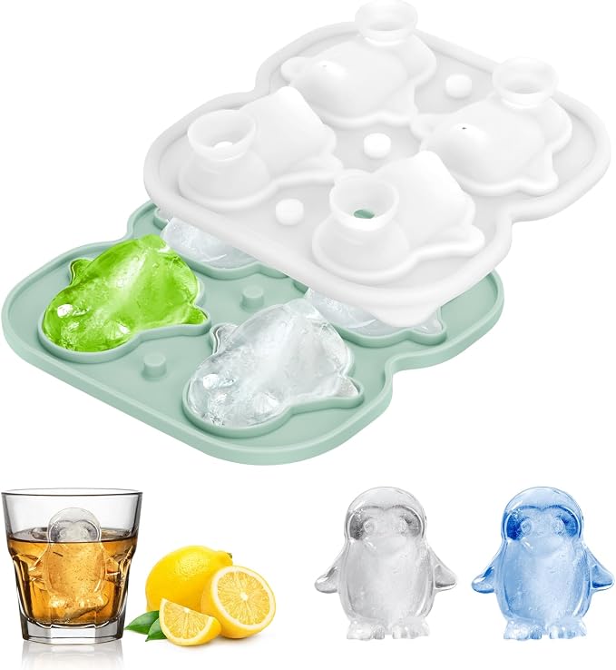 Silicone Ice Cube Tray, Penguin 3D Large Ice Cube Molds by Qomamount