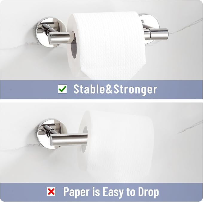 BVL Toilet Paper Holder Polished Chrome Wall Mount Stainless Steel 304 Large - Image 3