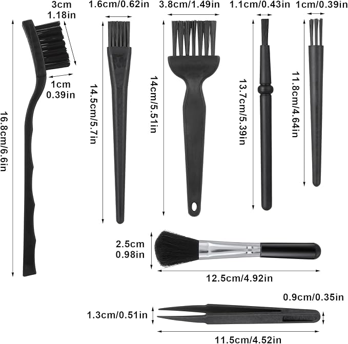 TIESOME Set of 7 Keyboard Anti Static Brushes, Plastic Handle Portable Cleaning - Image 7