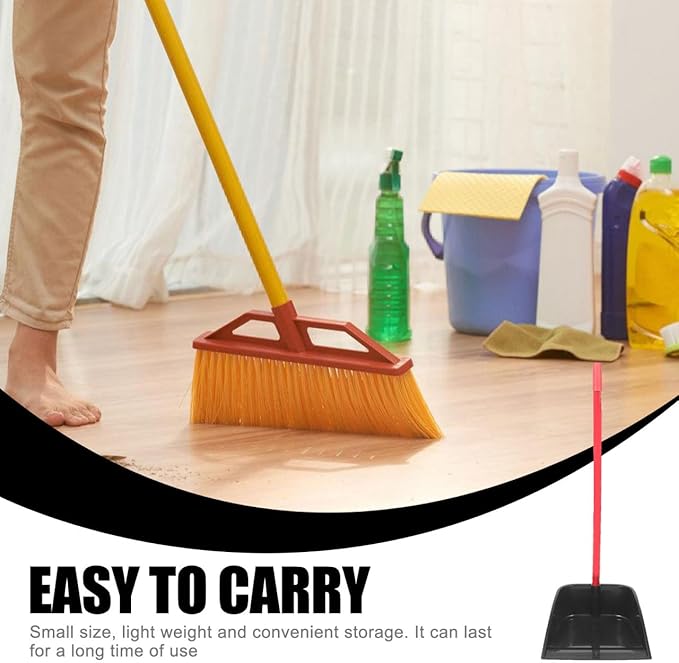 EXCEART Household Dustpan with Long Handle Upright Plastic Garbage Shovel - Image 4