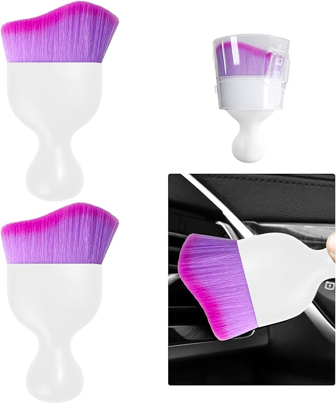 Ziciner 2 PCS Car Detailing Brush, Curved Soft Bristles Auto Removal Dust by Ziciner