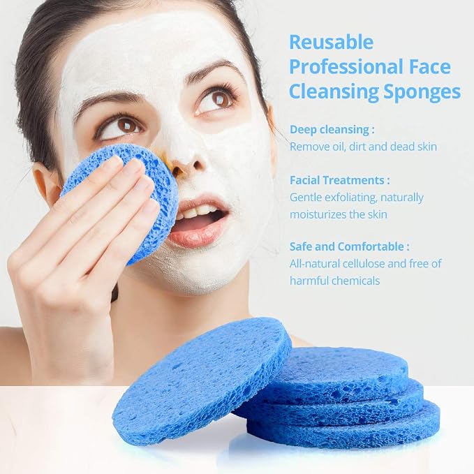 Natural Facial Cleansing Sponges- 20 Count Compressed Facial Sponges Cellulose - Image 2
