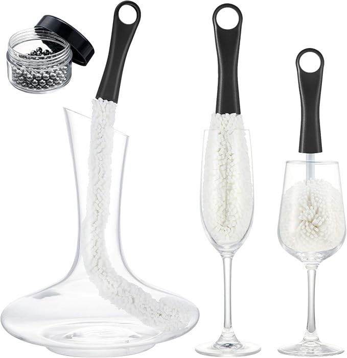 Boao 3 Pcs Decanter Cleaning Brush Wine Glass Decanter Flexible Bottle Brush Set by Boao