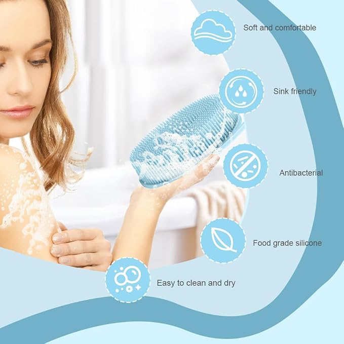 Soft Silicone Body Scrubber 3 PCS Silicone Body Shower, Silicone Loofah 2 in 4 - Image 6