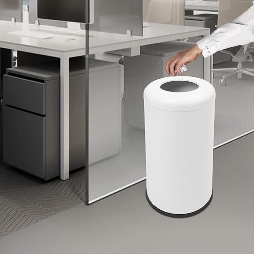 58.6 Liter / 15.48 Gallon Commercial Open Top Trash Can White Stainless Steel - Image 2