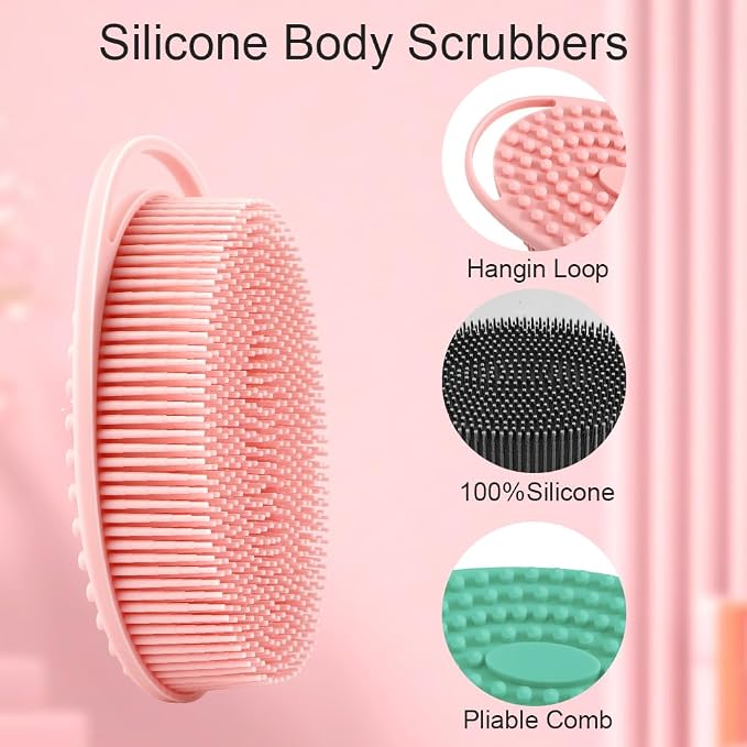 Soft Silicone Body Scrubber 3 PCS Silicone Body Shower, Silicone Loofah 2 in 4 - Image 2