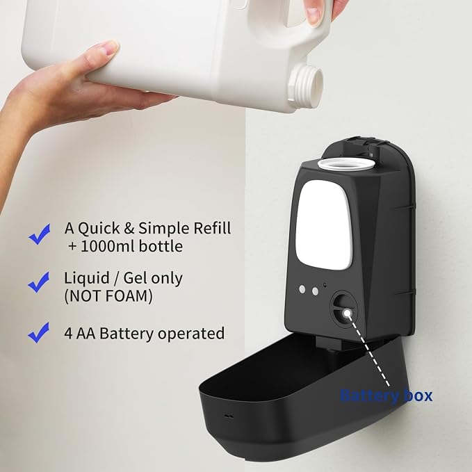 JETWELL Automatic Touch-Less Wall Mount Hand Soap Dispenser Liquid Drop Battery - Image 3