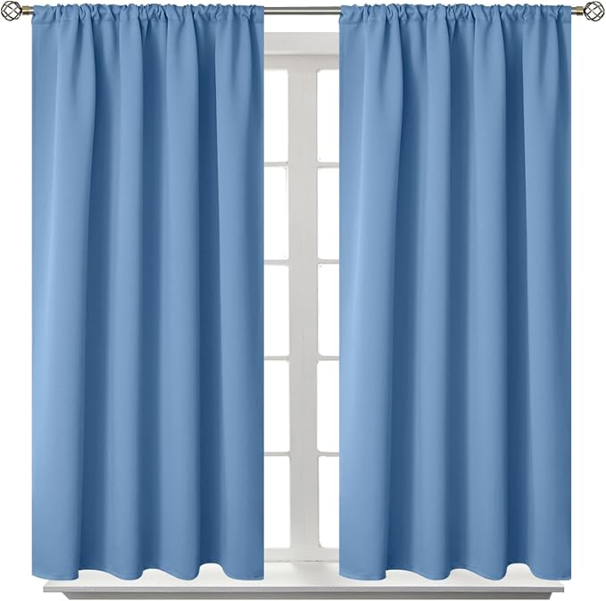 BGment Denim Blue Blackout Curtains 40 Inches Length by BGment