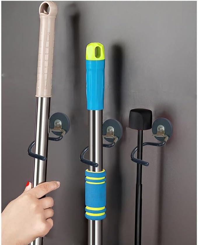 2PCS Magnetic Broom Rack Magnetic Hook S-Shaped Wall-Mounted Stainless Steel - Image 3