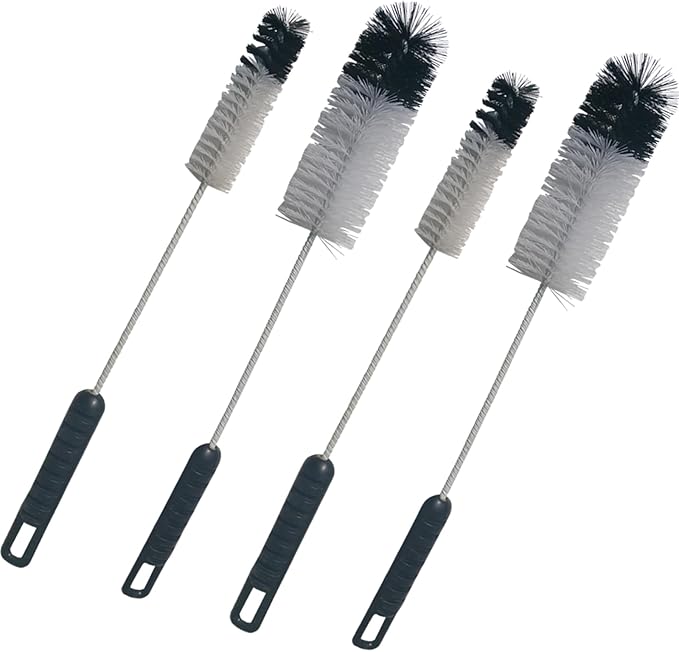 Coralpearl Bottle Brushes Thin Long Handle X 4, Utility Skinny Wire Cleaner Set by Coralpearl