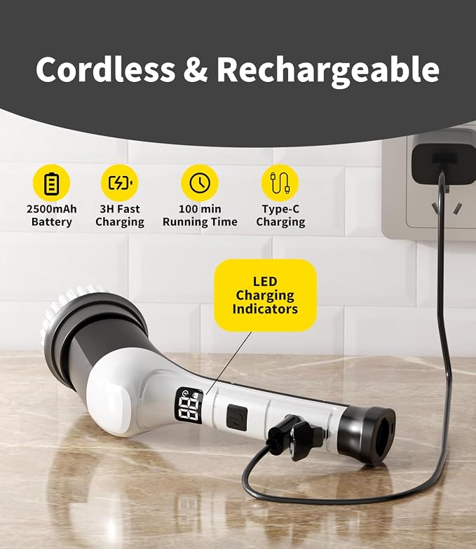 Electric Spin Scrubber, Cordless Household Cleaning Brush - Image 5