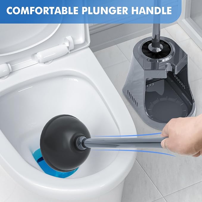 Toilet Plunger and Brush with Holder, Bowl Brush and Heavy Duty Toilet Plunger - Image 5