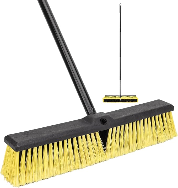 18 Inches Push Broom Outdoor- Heavy Duty Commercial Broom by BeiLan