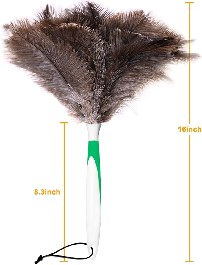 Genuine Ostrich Feather Duster 16 Inch Reusable Fluffy Soft Car Blind Baseboard - Image 2