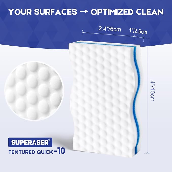 Magic Sponge Eraser, Tex-10 Scrub Melamine Sponges, Heavy Duty No Scratches - Image 2