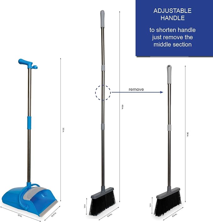 BristleComb Outdoor Broom & Dustpan Set Upright, Long Handle, Self-Cleaning - Image 4