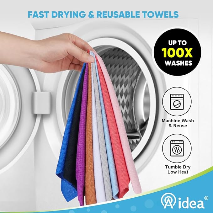 AIDEA Microfiber Cleaning Cloth Roll, 50PK Red, Reusable Paper Towels Tear Away - Image 6