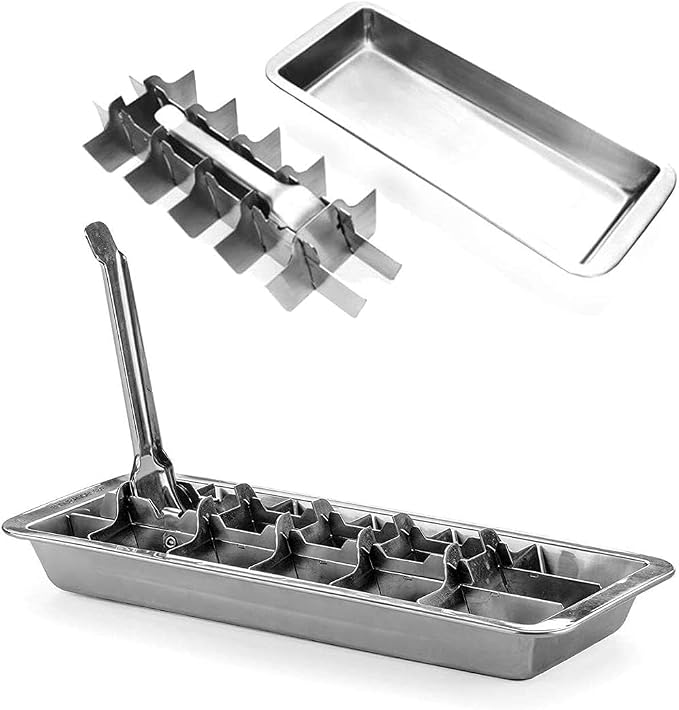 Vintage Inspired Ice Cube Tray | 18/8 Stainless Steel | 18 Slot Ice Cube Tray | by LUFMWCWD