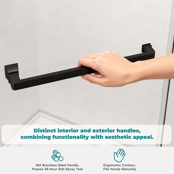 36" D x 36" W x 72" H Neo-Angle Frameless Shower Door, 1/4” SGCC Tempered Glass - Image 4