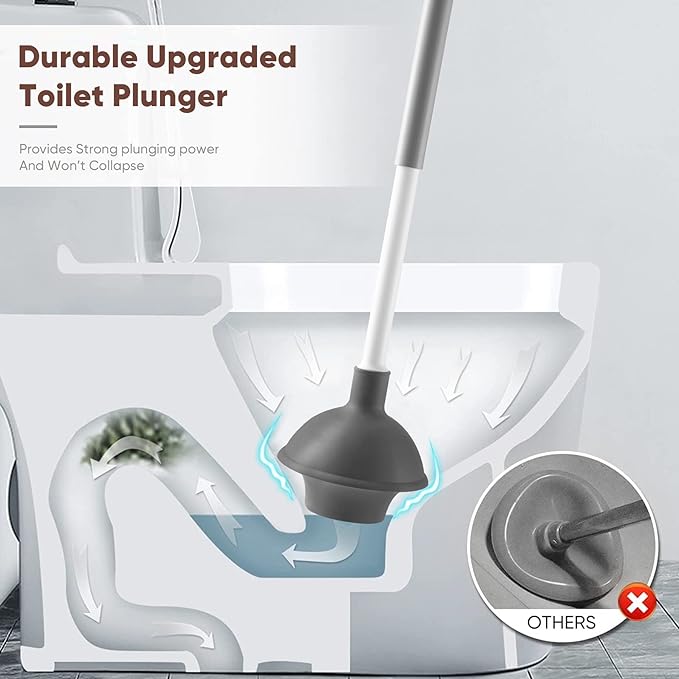 Eyliden Toilet Plunger and Brush, 2 in 1 Toilet Bowl Brush Plunger Set - Image 3