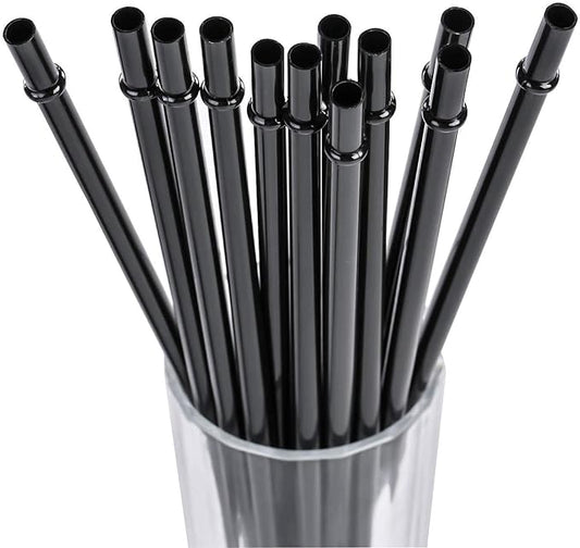 DAKOUFISH 8 Inch Black Reusable Plastic Replacement Drinking Straws by Dakoufish