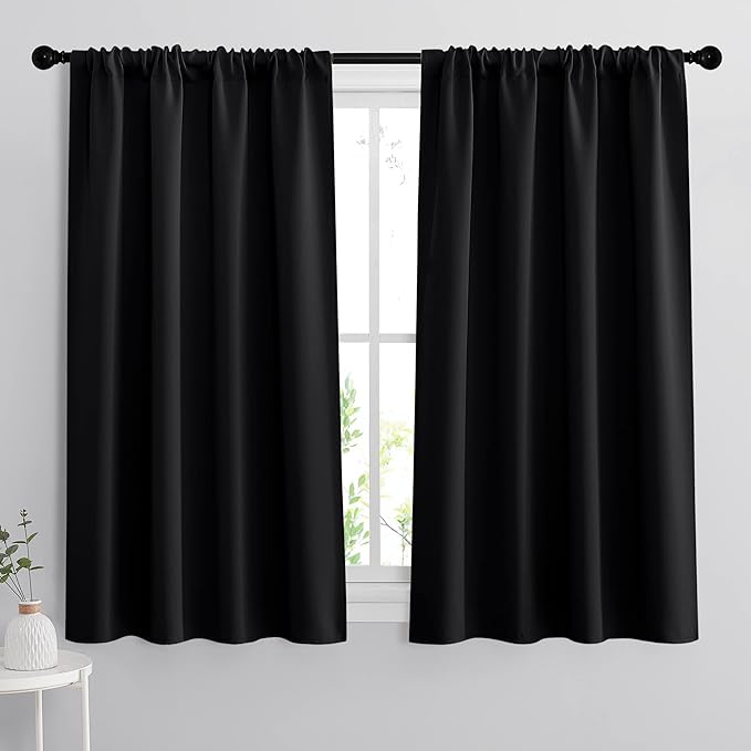 RYB HOME Black Curtain Panels for Nursery Soft Solid Energy Saving Drapes by RYBHOME