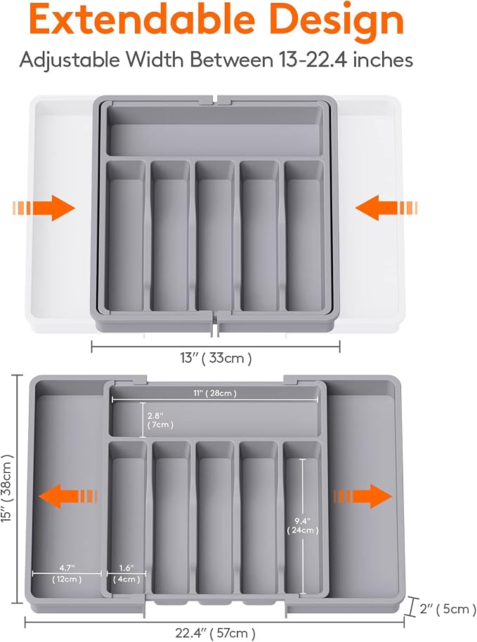 Lifewit Silverware Drawer Organizer, Expandable Utensil Tray - Image 3