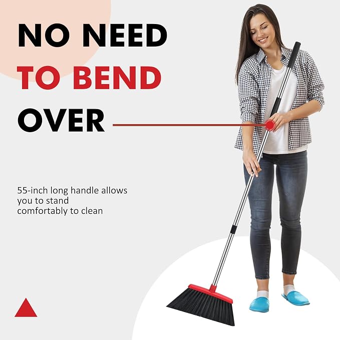 NACENA Heavy Duty Broom, 55 Inch Long Handle Outdoor Large Angle Brooms - Image 3