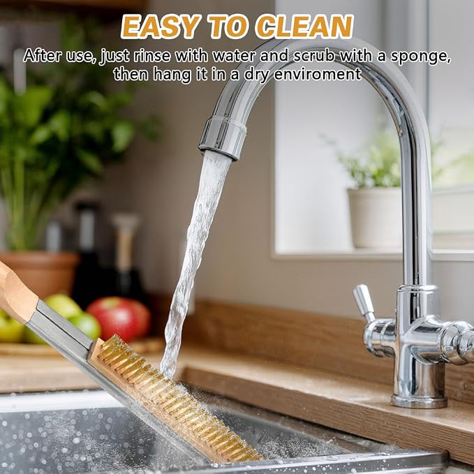 Pizza Oven Brush, BBQ Grill Cleaning Brush Non Scratch Heat Proof Brass Bristles - Image 6